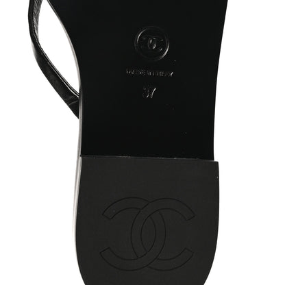 Goatskin CC Times Square Thong Sandals 37 Black