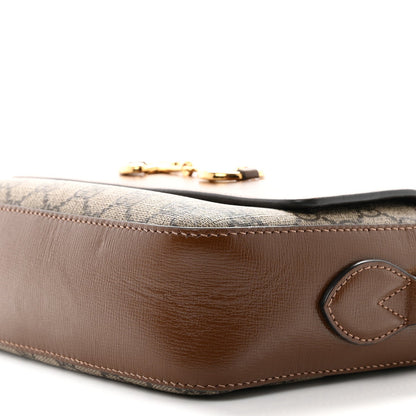 GG Supreme Monogram Small Horsebit 1955 Shoulder Bag Beige Brown Sugar