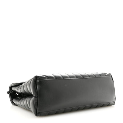 Calfskin Y Quilted Monogram Monochrome Medium Loulou Chain Satchel Black