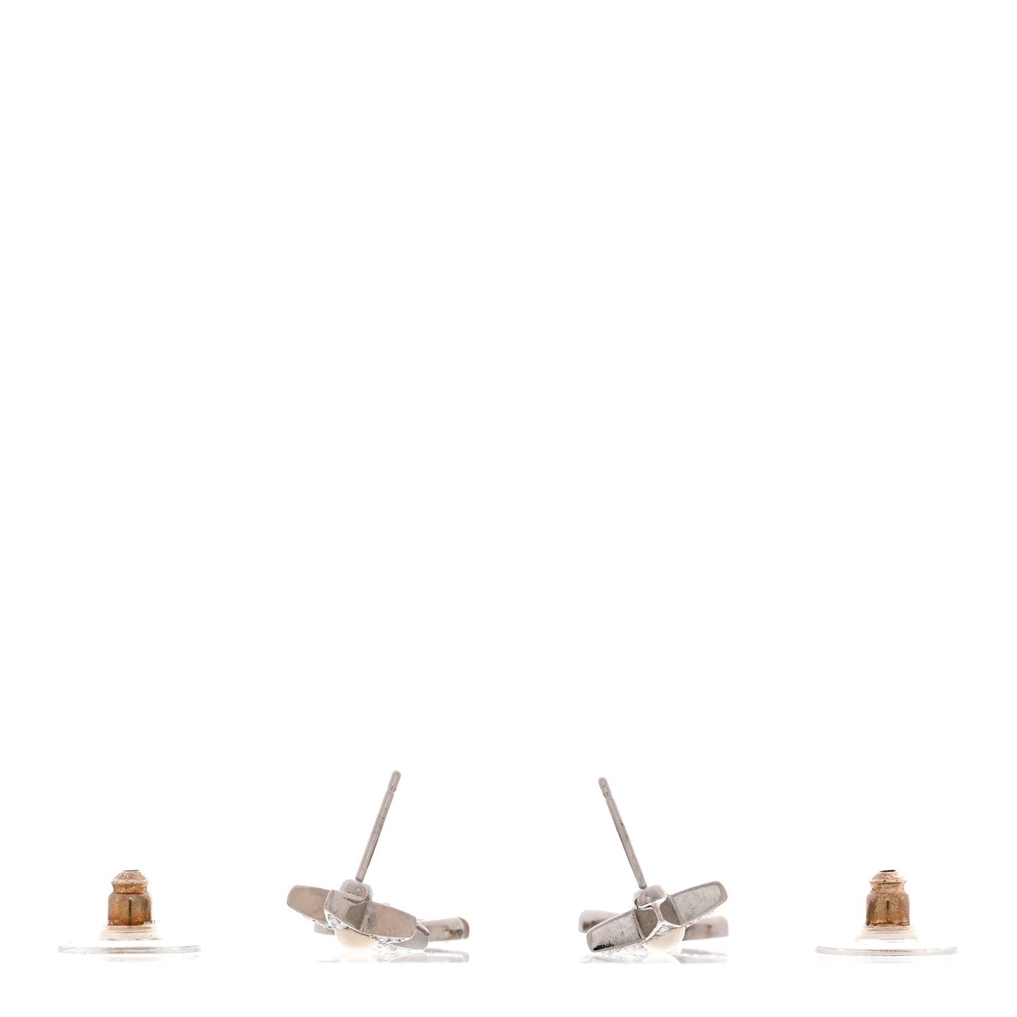 Crystal CC Pearl Star Drop Earrings Silver