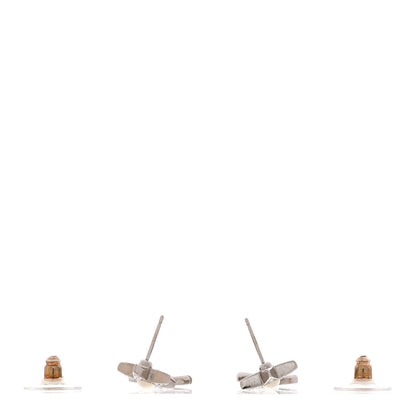 Crystal CC Pearl Star Drop Earrings Silver