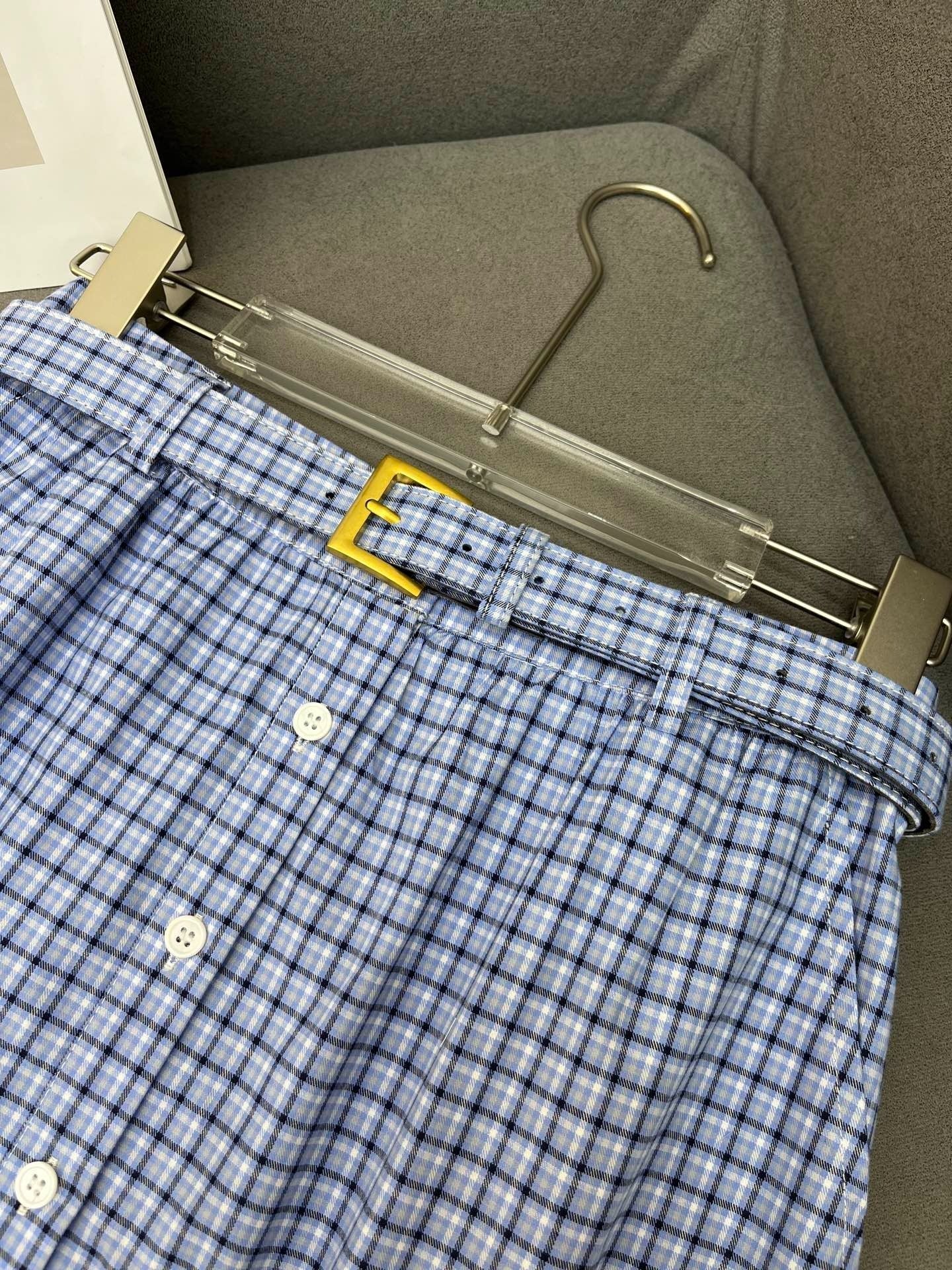 MATCHING SET WITH TOP AND BLUE PLAID MINI SKIRT
