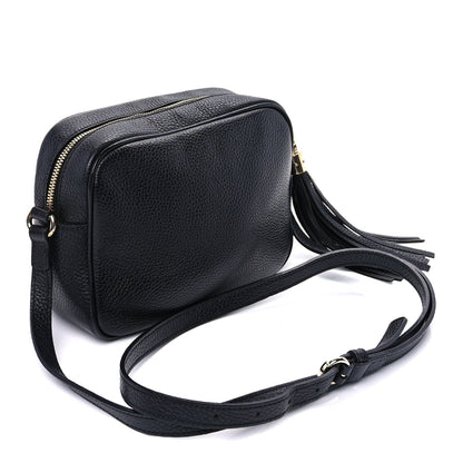 Pebbled Calfskin Small Soho Disco Bag Black