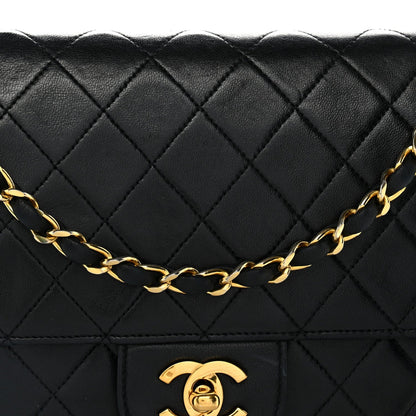 Lambskin Quilted Medium Double Flap Black