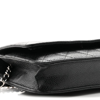 Caviar Quilted Wallet on Chain WOC Black