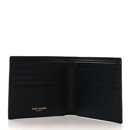 Calfskin Crocodile Embossed Tiny Cassandre East West Wallet Black