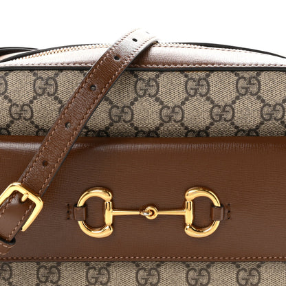 GG Supreme Monogram Small Horsebit 1955 Shoulder Bag Beige Brown Sugar