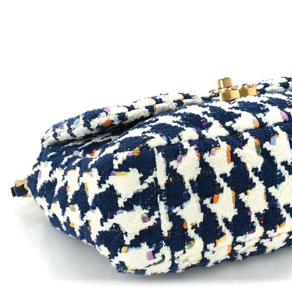 Tweed Quilted Medium 19 Flap Ecru Navy Blue Multicolor