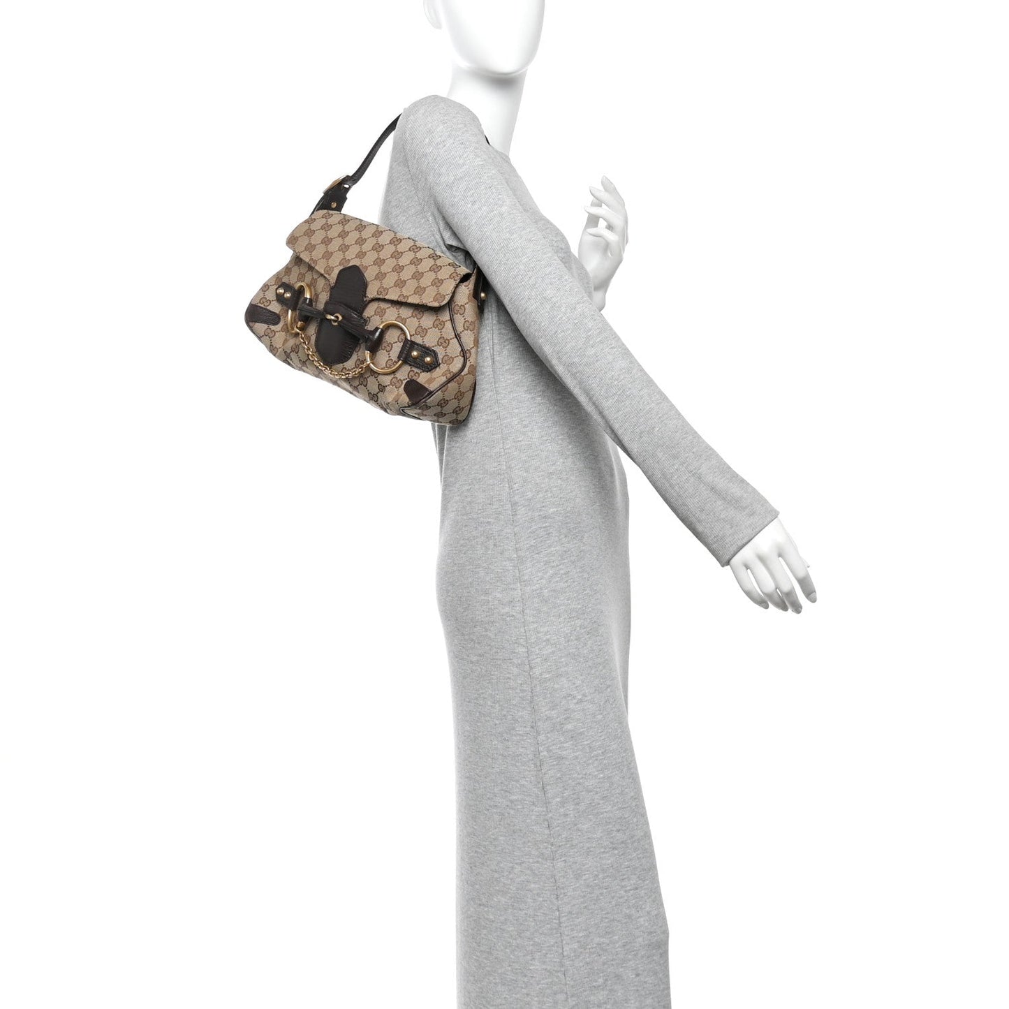 Monogram Horsebit Chain Flap Shoulder Bag Brown