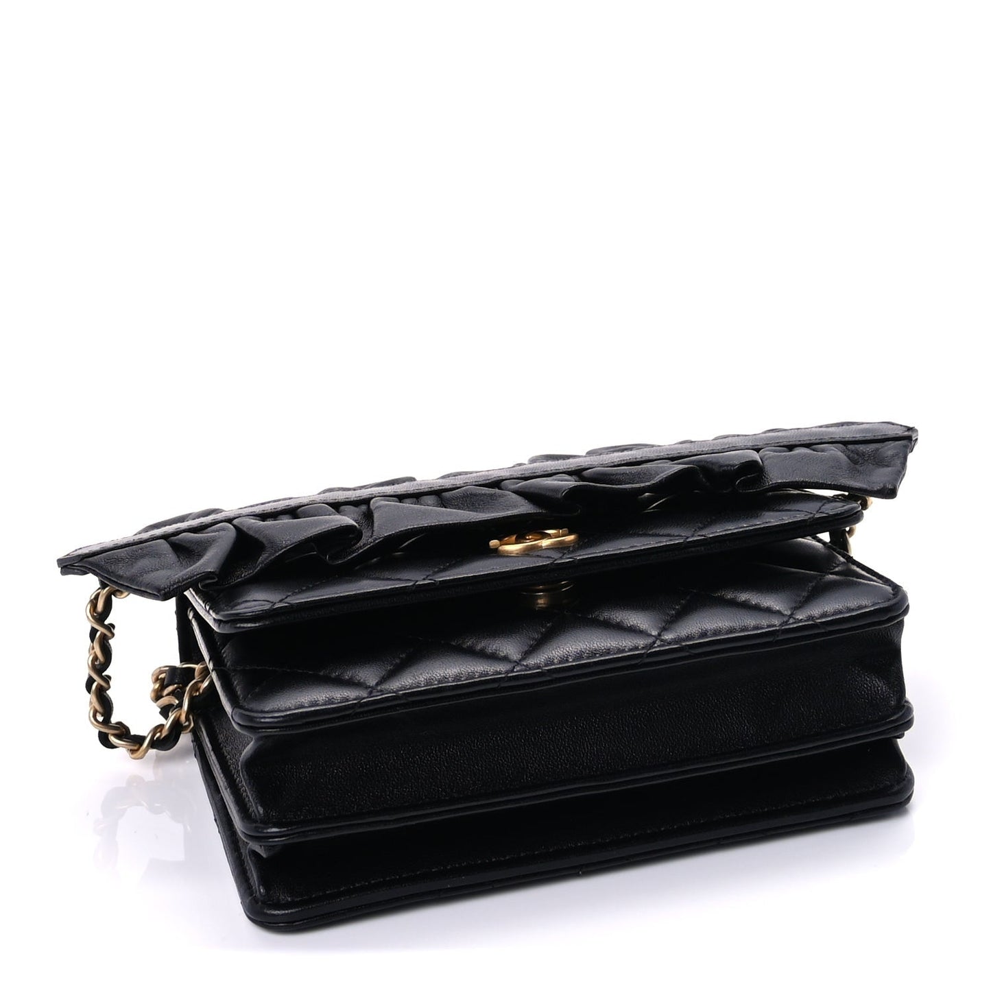 Lambskin Quilted Mini Romance Wallet On Chain WOC Black