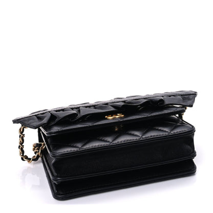 Lambskin Quilted Mini Romance Wallet On Chain WOC Black