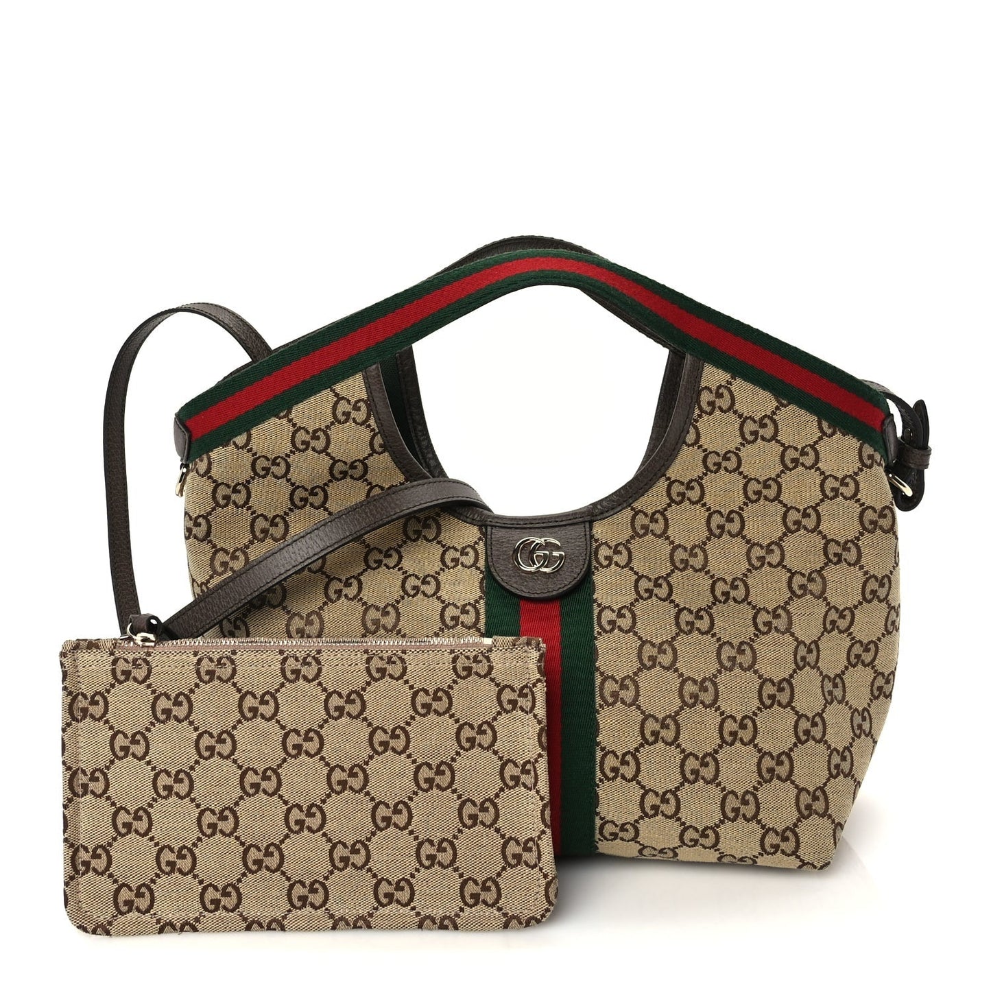 Monogram Web Small Giglio Tote Beige  Dark Brown