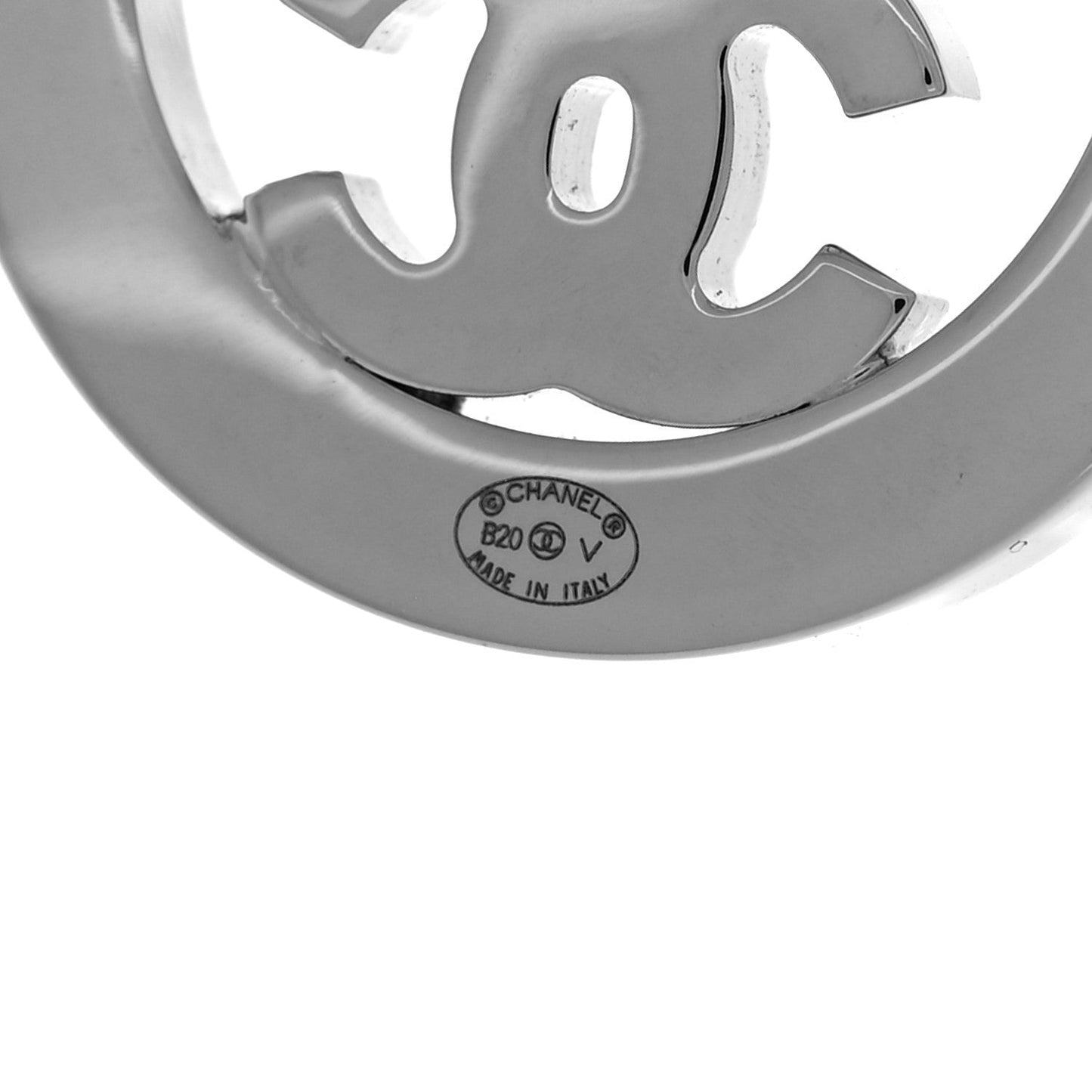 Crystal CC Round Earrings Silver