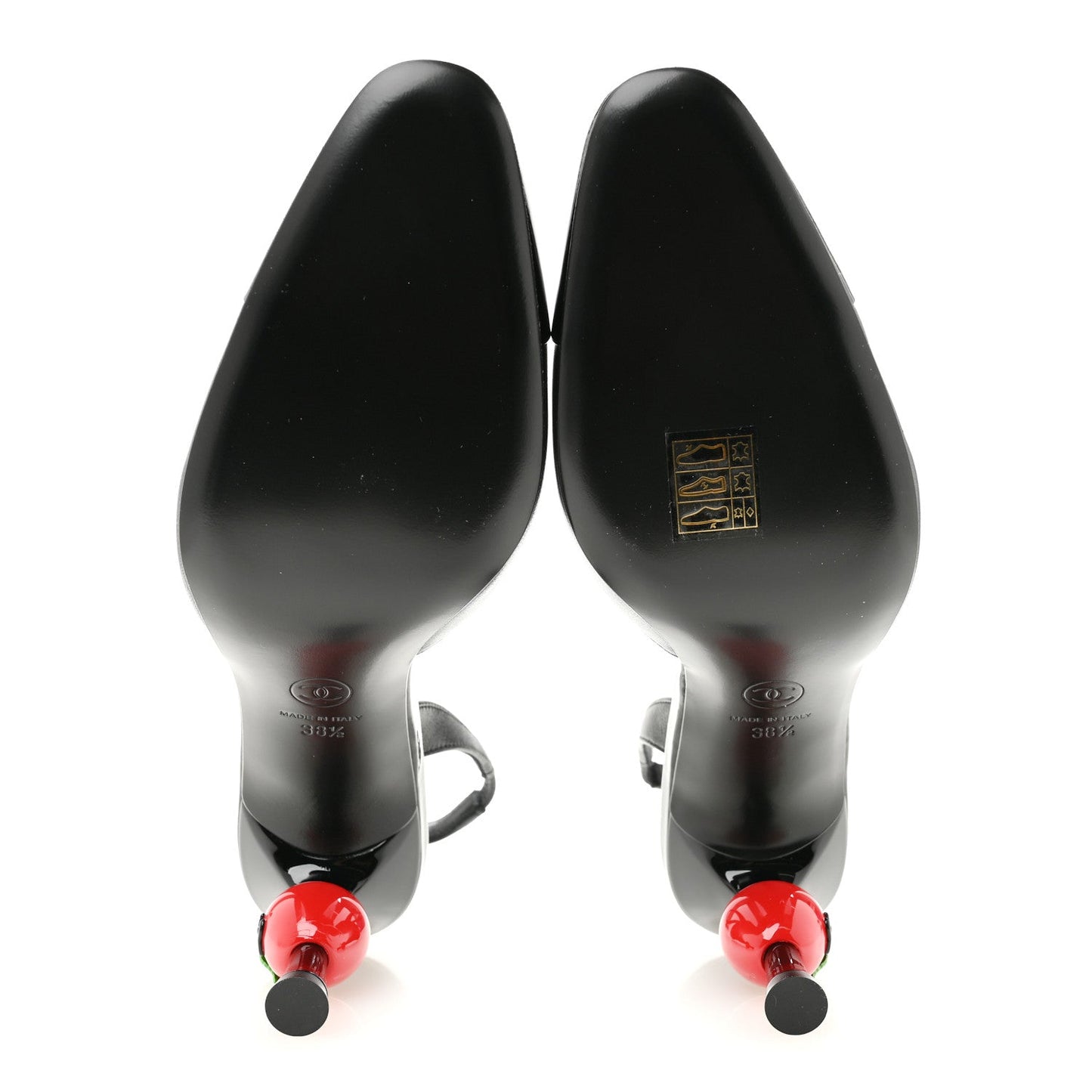 Lambskin Patent Calfskin Cap Toe CC Apple Slingback Pumps 38.5 Black