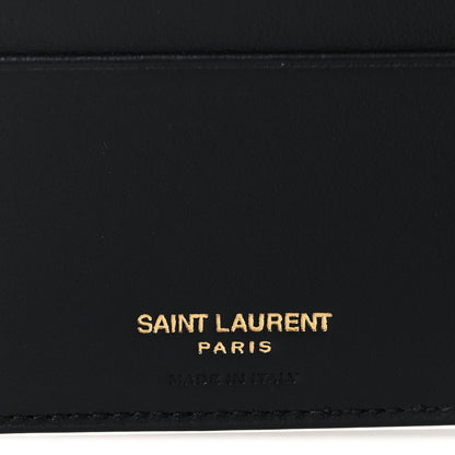 Calfskin Crocodile Embossed Tiny Cassandre East West Wallet Black