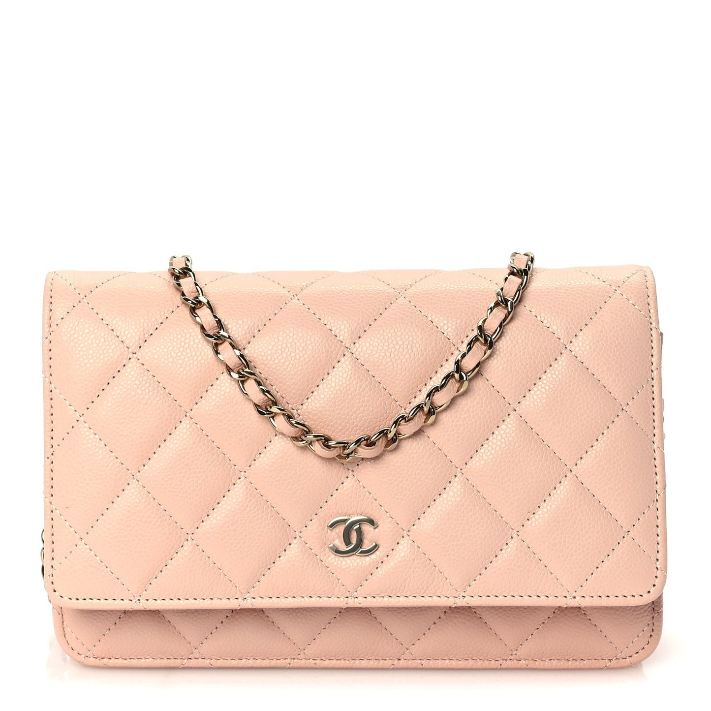 Caviar Quilted Wallet on Chain WOC  Light Pink