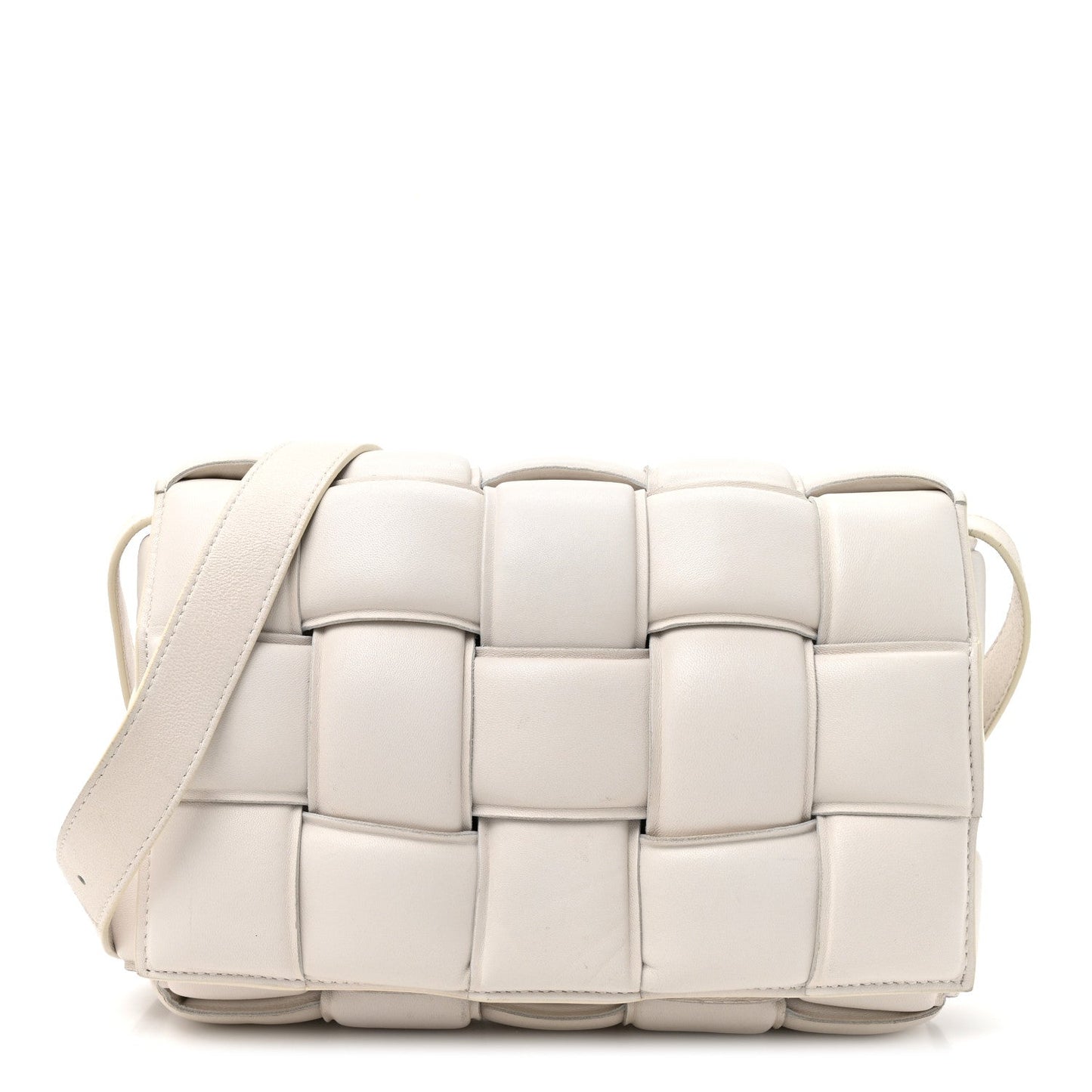 Nappa Maxi Intreccio Padded Cassette Crossbody Bag Chalk