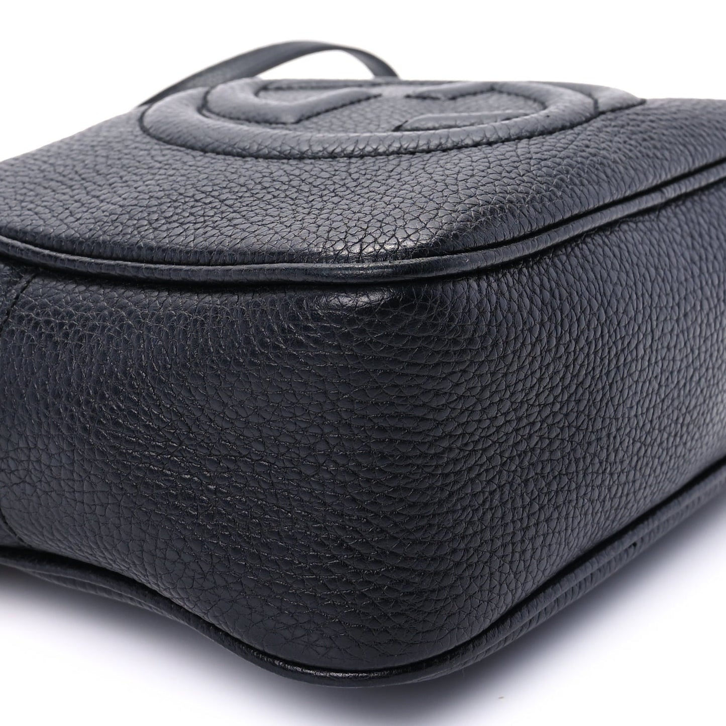 Pebbled Calfskin Small Soho Disco Bag Black