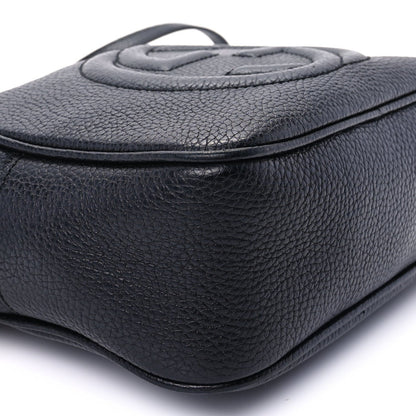 Pebbled Calfskin Small Soho Disco Bag Black