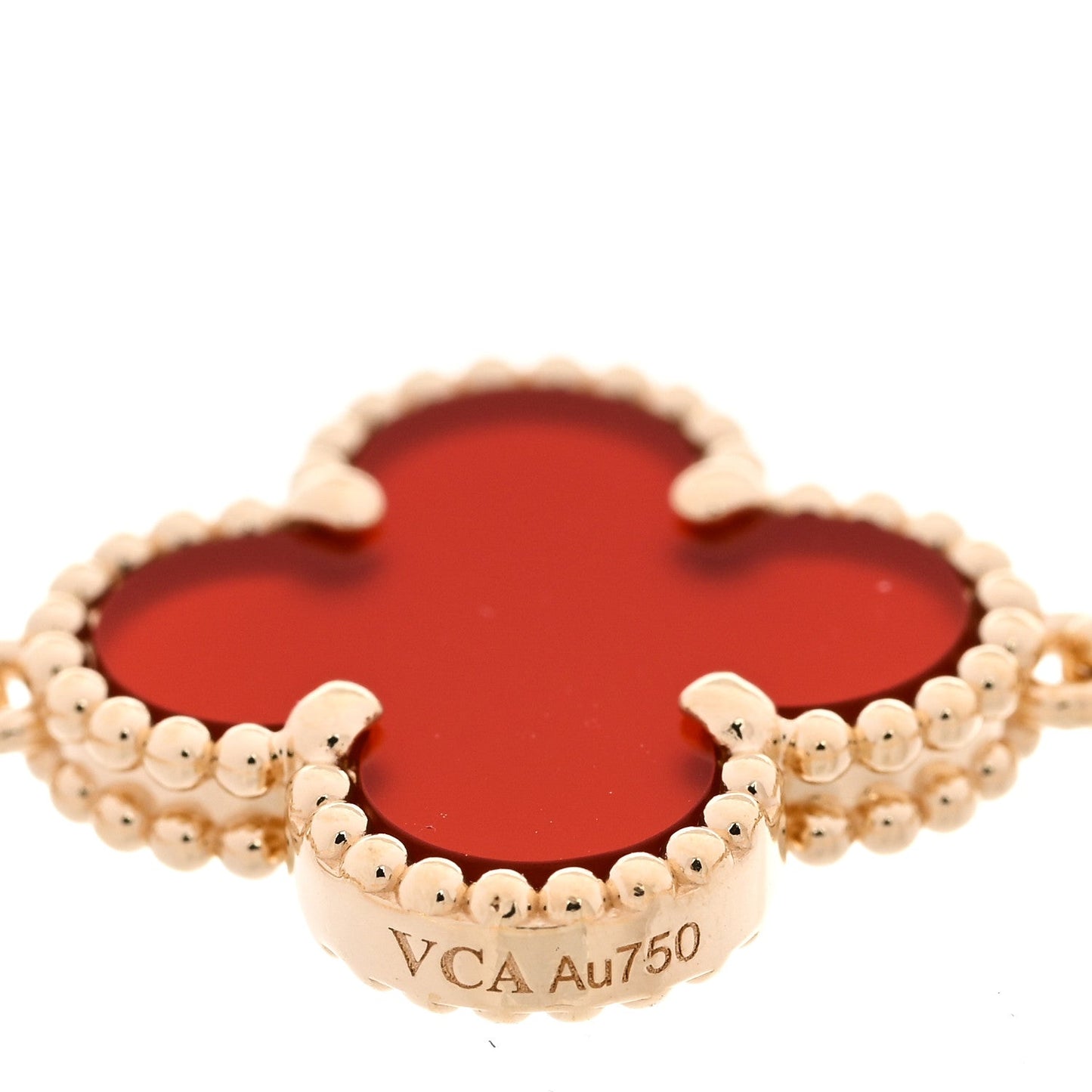 18K Yellow Gold Carnelian 5 Motifs Vintage Alhambra Bracelet