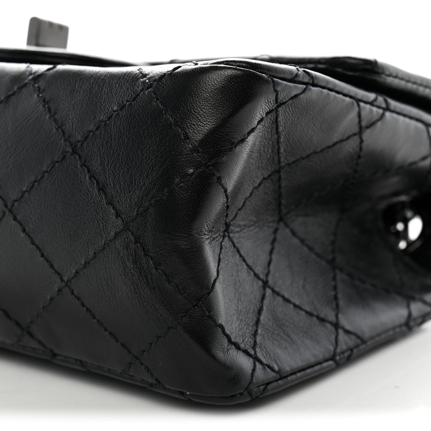 Aged Calfskin Quilted 2.55 Reissue Mini Flap So Black