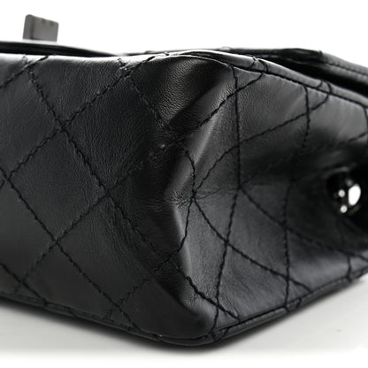 Aged Calfskin Quilted 2.55 Reissue Mini Flap So Black