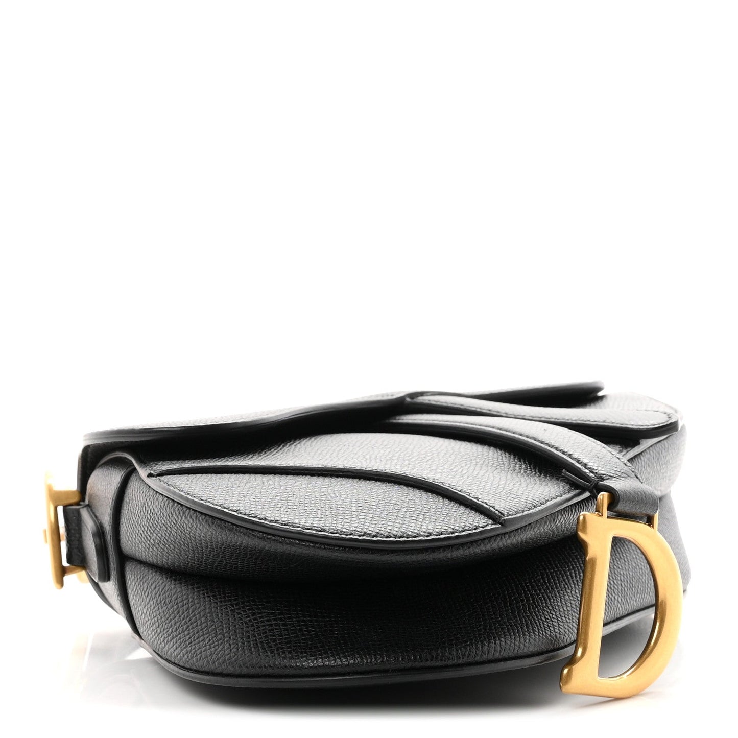 Grained Calfskin Mini Saddle Bag Black