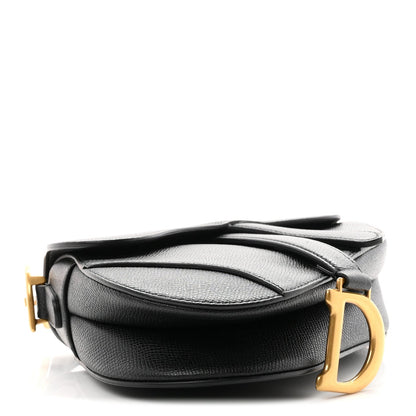 Grained Calfskin Mini Saddle Bag Black