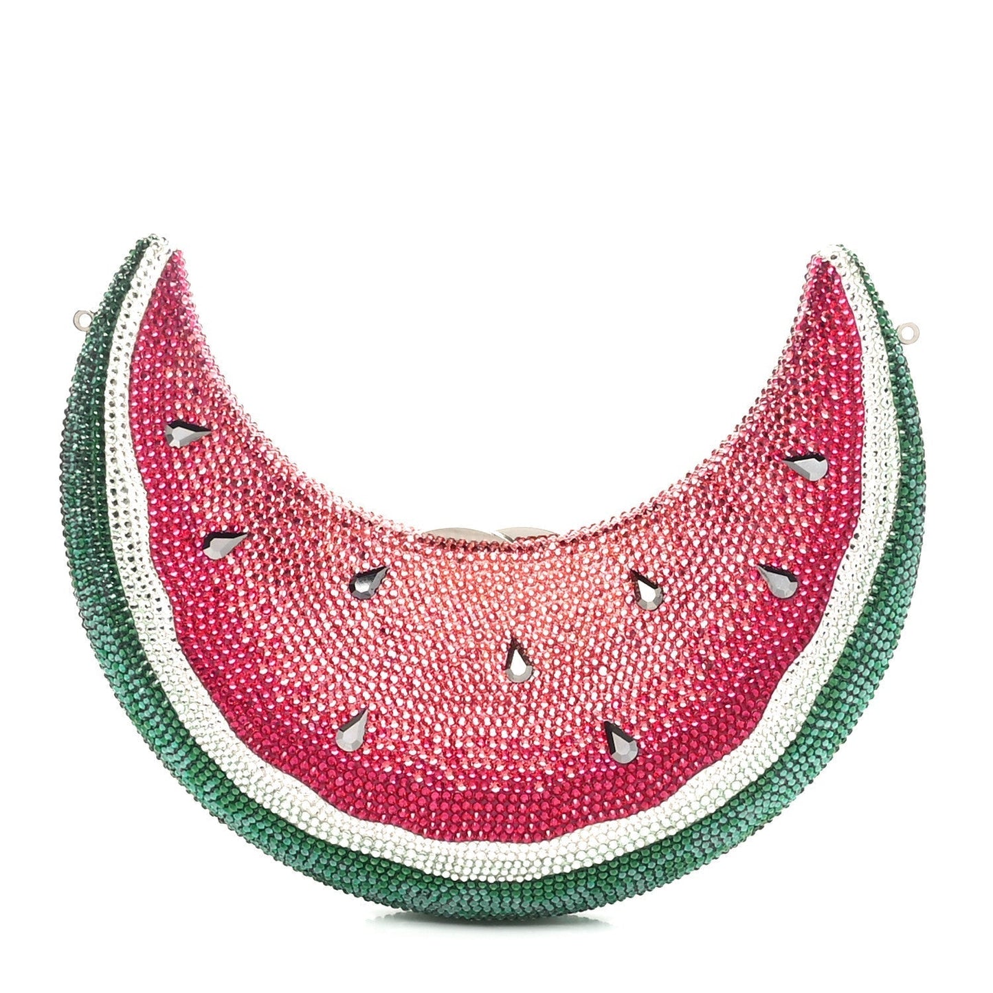 Crystal Watermelon Crescent Minaudiere Clutch
