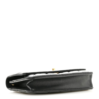 Lambskin Quilted CC Pearl Crush Wallet on Chain WOC Black