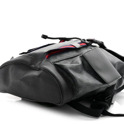 Soft GG Supreme Monogram Calfskin Web Double Buckle Backpack Black