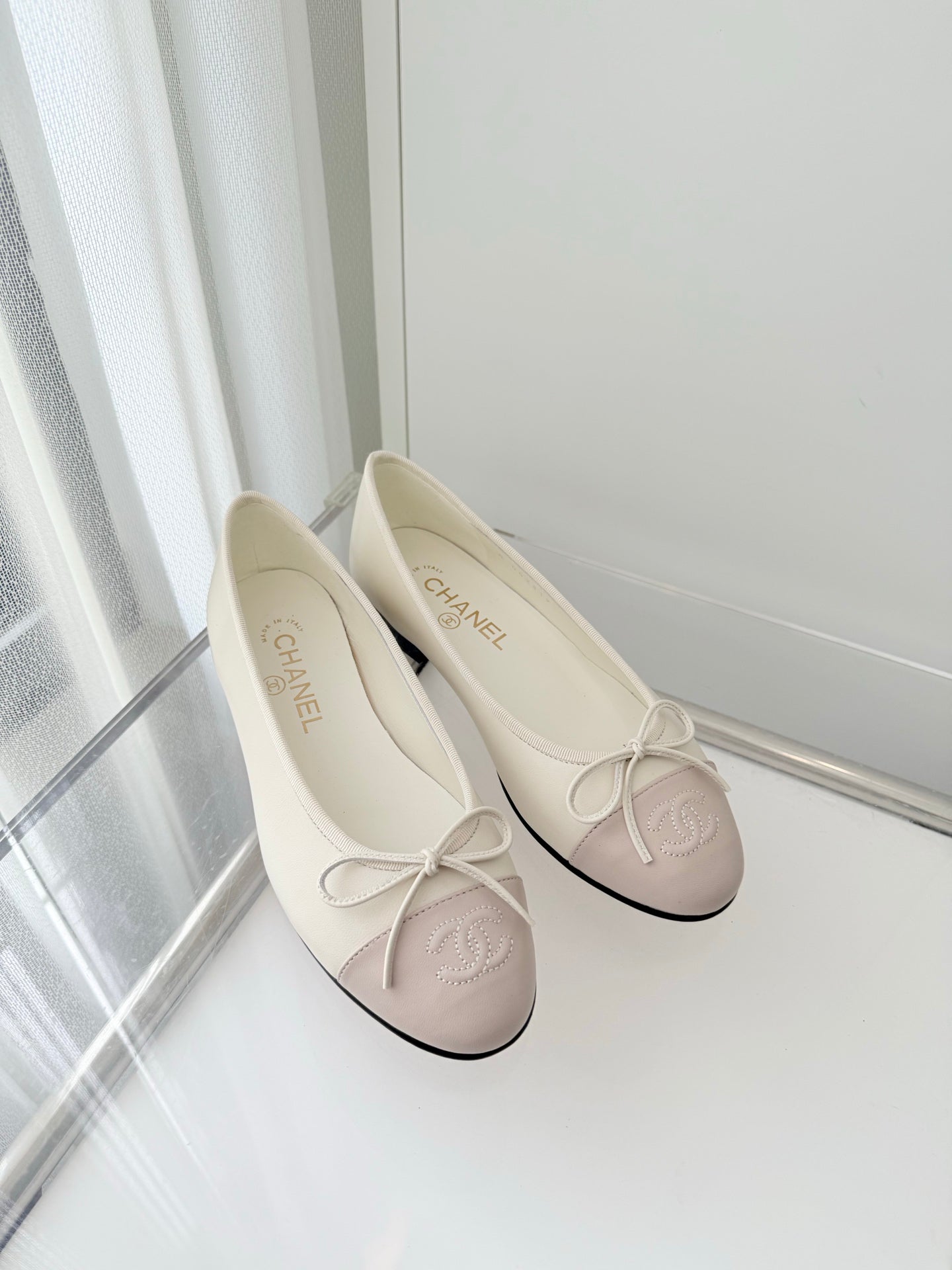 ballet flats white mix pink lambskin 566820