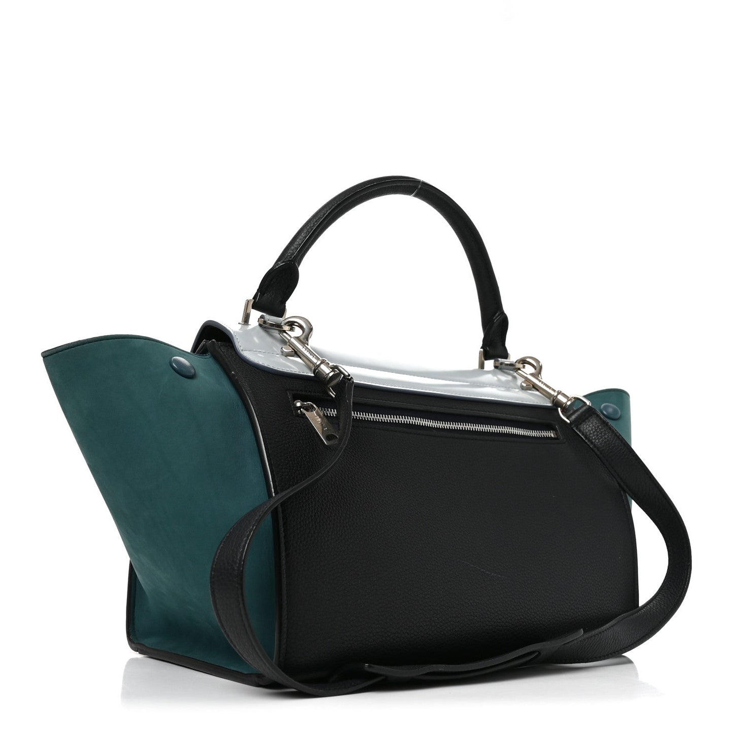 Spazzolato Calfskin Nubuck Small Tri-color Trapeze Blue