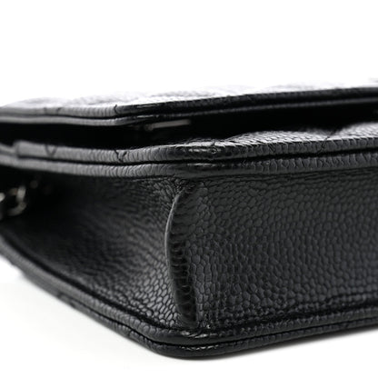 Caviar Quilted Wallet on Chain WOC Black