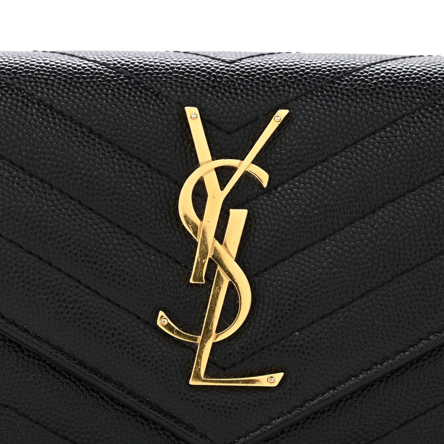 Grain De Poudre Matelasse Chevron Monogram Flap Wallet Black