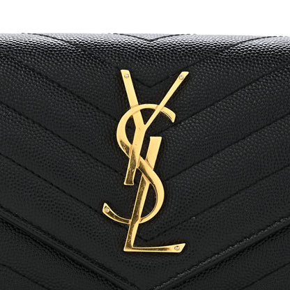 Grain De Poudre Matelasse Chevron Monogram Flap Wallet Black