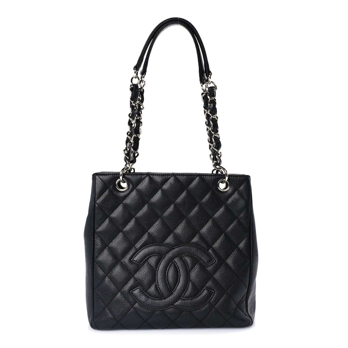 Caviar Quilted Petit Shopping Tote PST Black