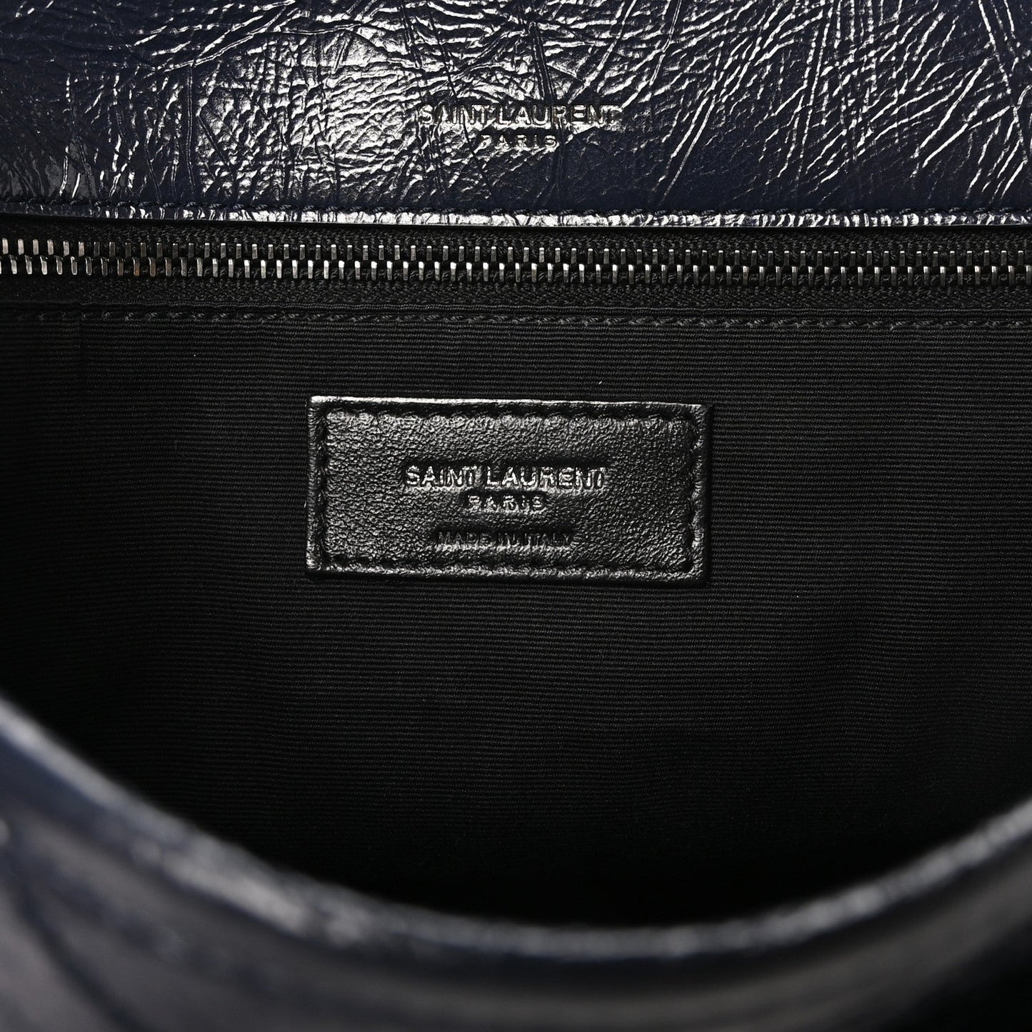 Crinkled Calfskin Matelasse Monogram Medium Niki Chain Satchel Deep Marine