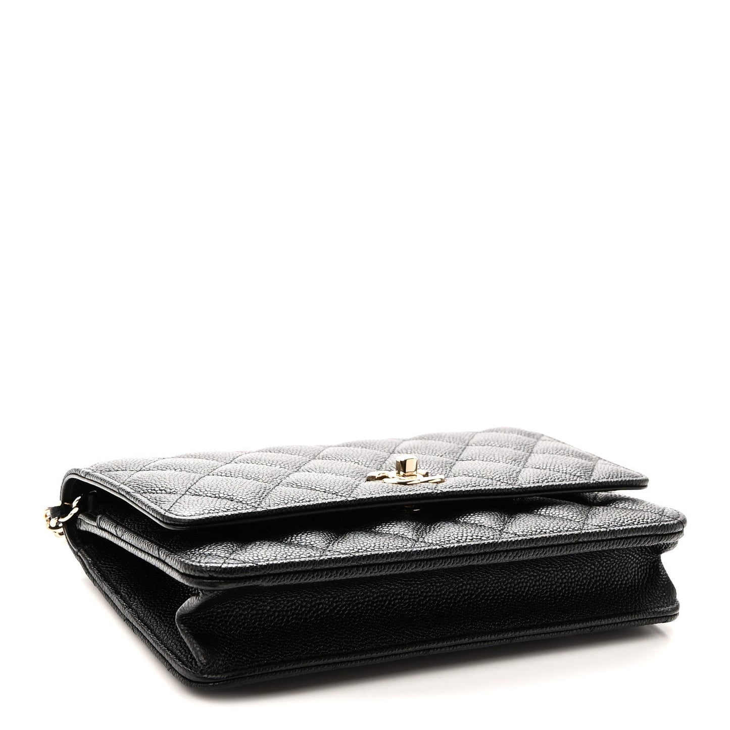 Caviar Quilted Bow Wallet On Chain WOC Black