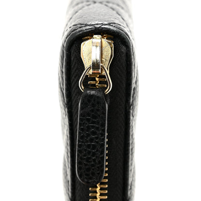 Caviar Quilted Large Gusset Zip Around Wallet Black