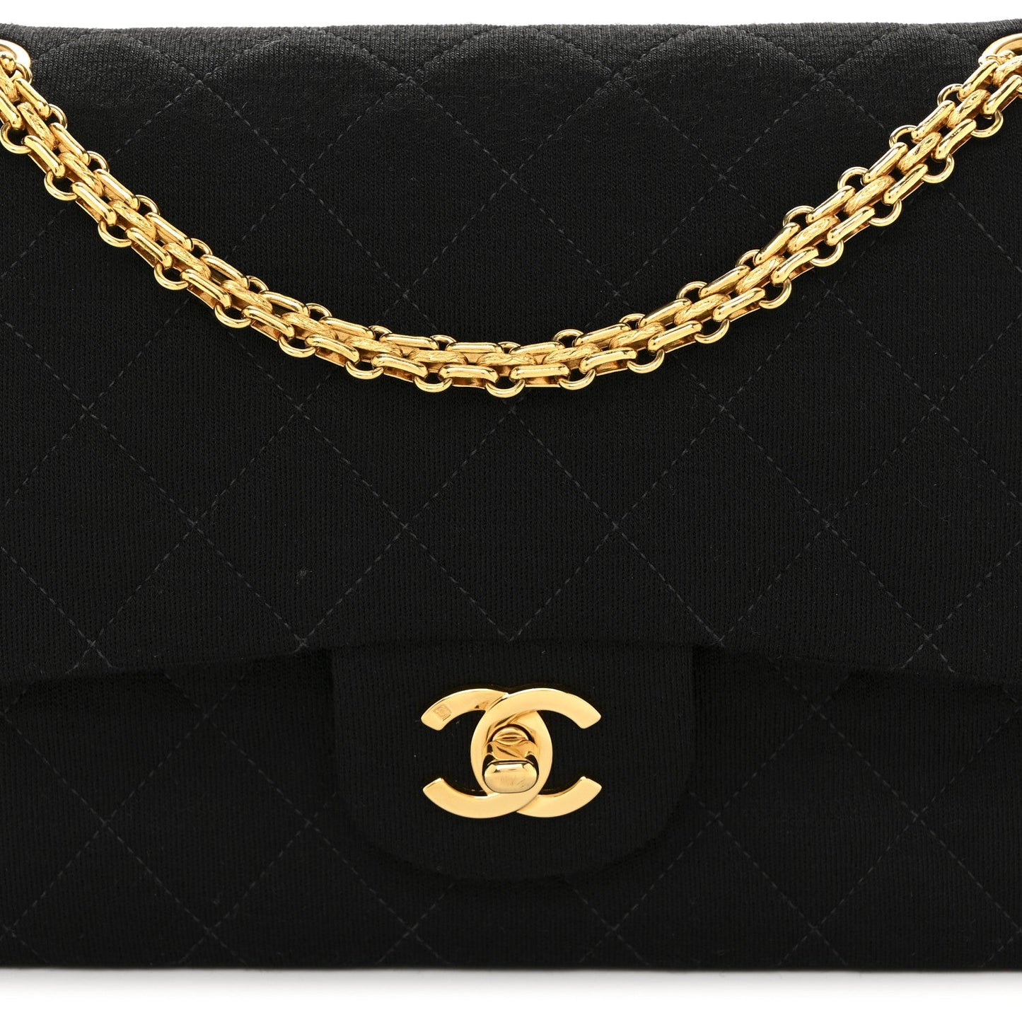 Jersey Quilted Medium Double Flap Black