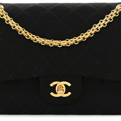 Jersey Quilted Medium Double Flap Black