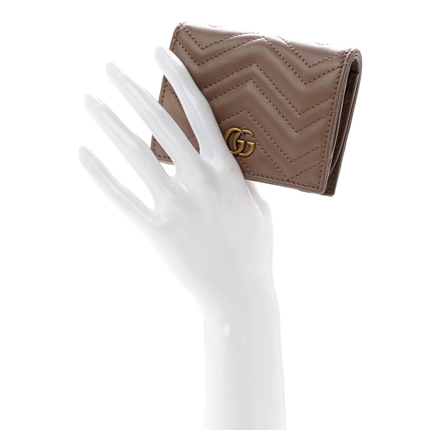 Calfskin Matelasse GG Marmont Card Case Wallet Porcelain Rose Porcelain Rose