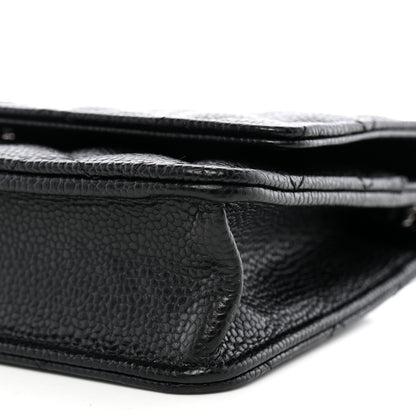 Caviar Quilted Wallet on Chain WOC Black