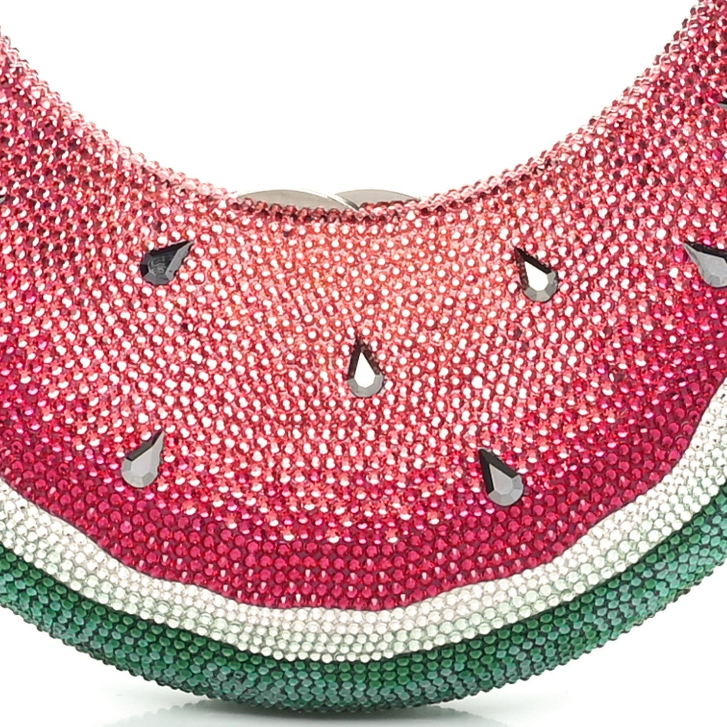 Crystal Watermelon Crescent Minaudiere Clutch