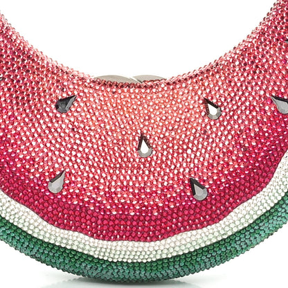 Crystal Watermelon Crescent Minaudiere Clutch