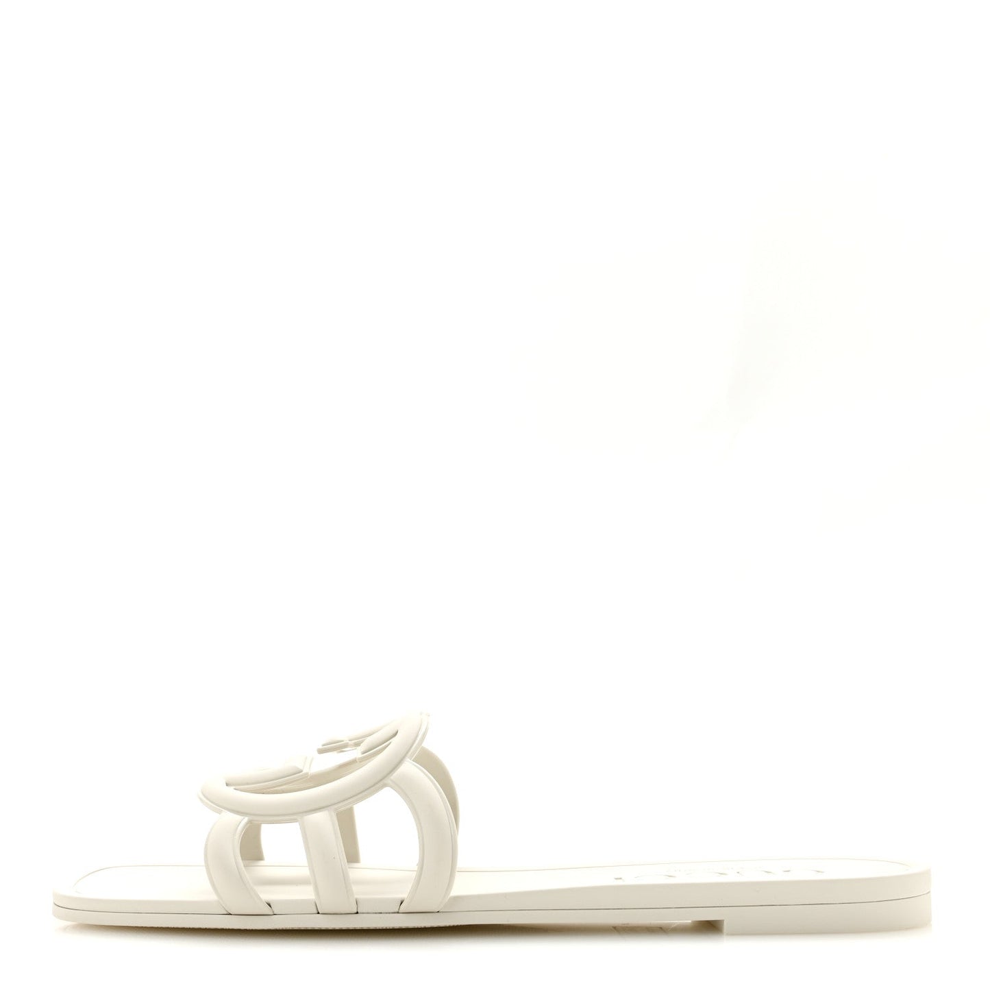 Rubber Interlocking G Womens Slide Sandals 39 Mystic White