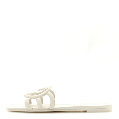 Rubber Interlocking G Womens Slide Sandals 39 Mystic White