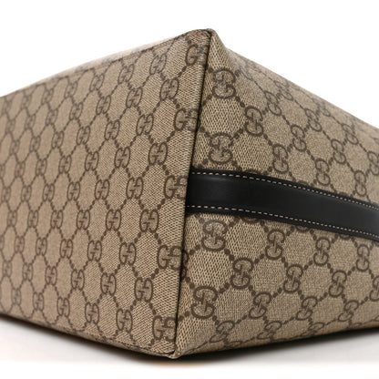 GG Supreme Monogram Medium Emblem Bucket Bag  Beige Dark Brown Black