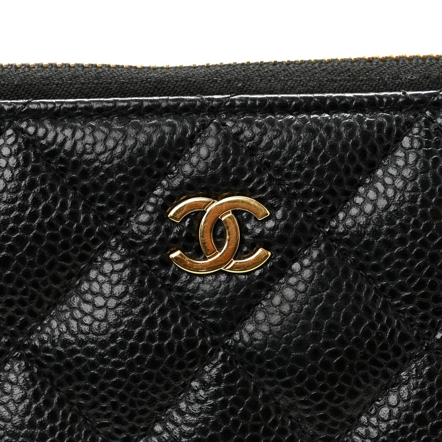 Caviar Quilted Large Gusset Zip Around Wallet Black